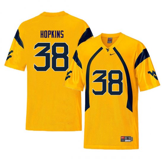 Men's West Virginia Mountaineers NCAA #38 Jamicah Hopkins Yellow Authentic Nike Retro Stitched College Football Jersey KT15C12IA